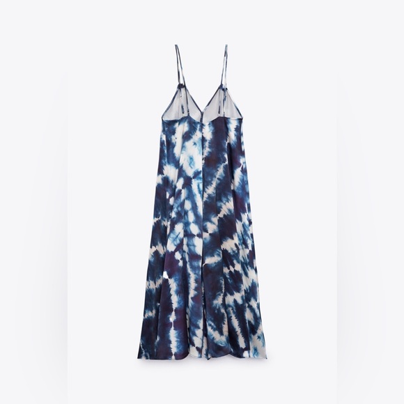 Zara dress tie dye satin effect midi maxi slip wedding casual summer vacation - Picture 10 of 11